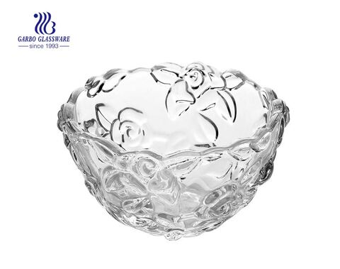 5'' Glass fruit bowl with rose design