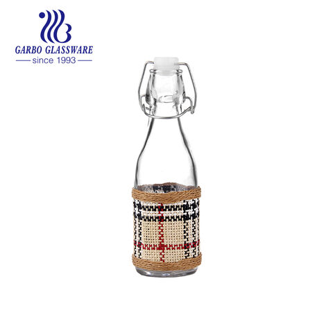 Bouteille en verre transparent 1L avec couvercle en bambou