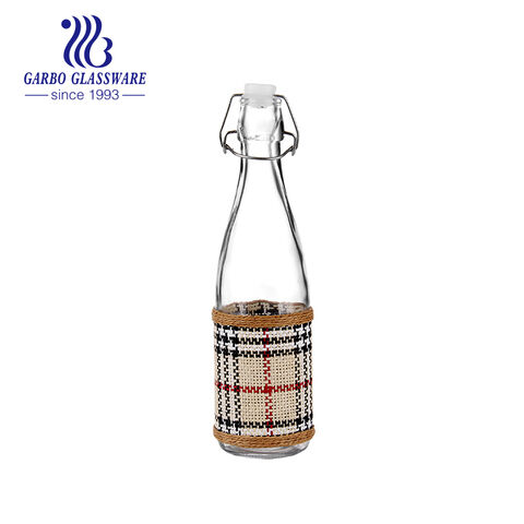 1L clear glass bottle with bamboo cover