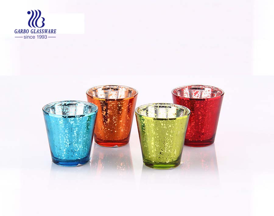 China candle tumblers colored colored 4 piece glass candle holder set