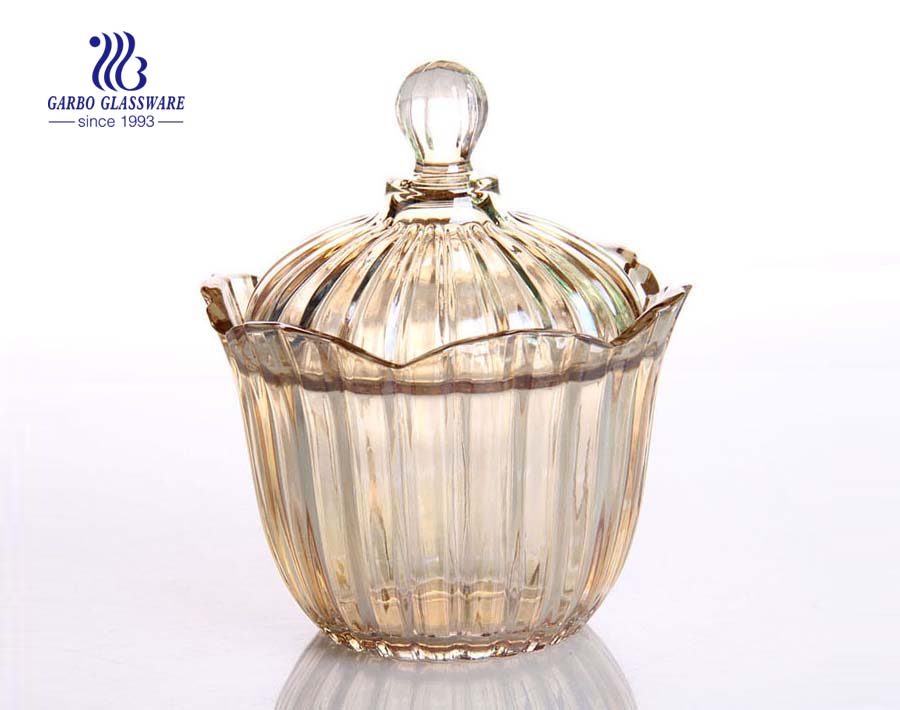 High White Quality Vintage Glass Candy Jar with Lid