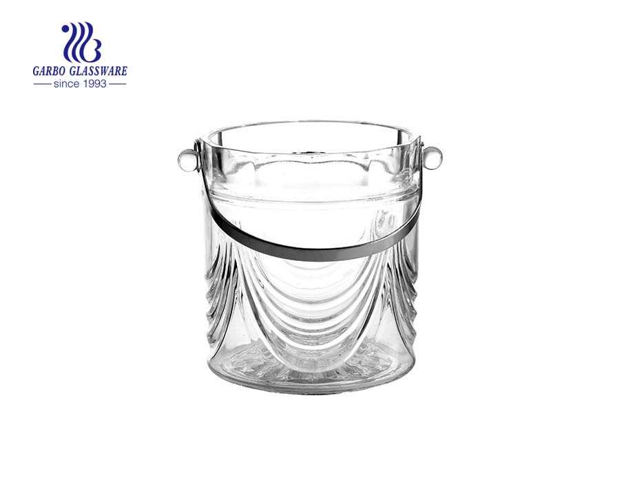 Buy China glass octagonal ice bucket with handle