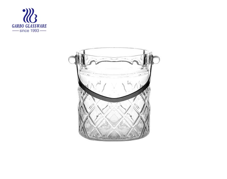 Buy China glass octagonal ice bucket with handle