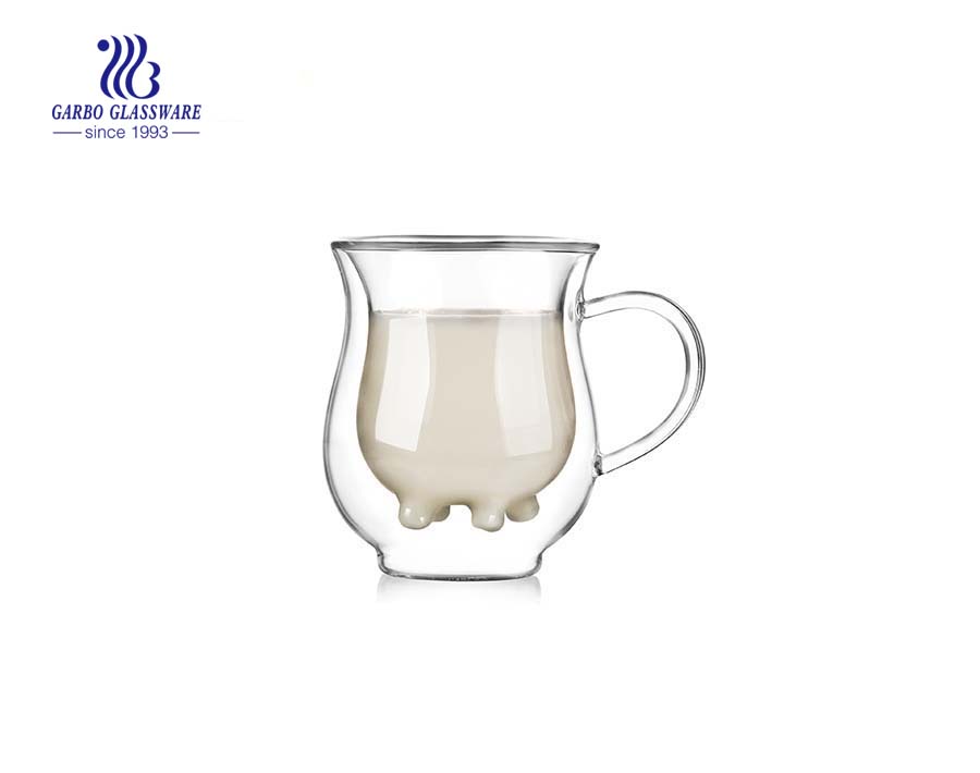 Heat-Resistant Double Glass Cup With Handle Double Wall Glass Milk Cup 