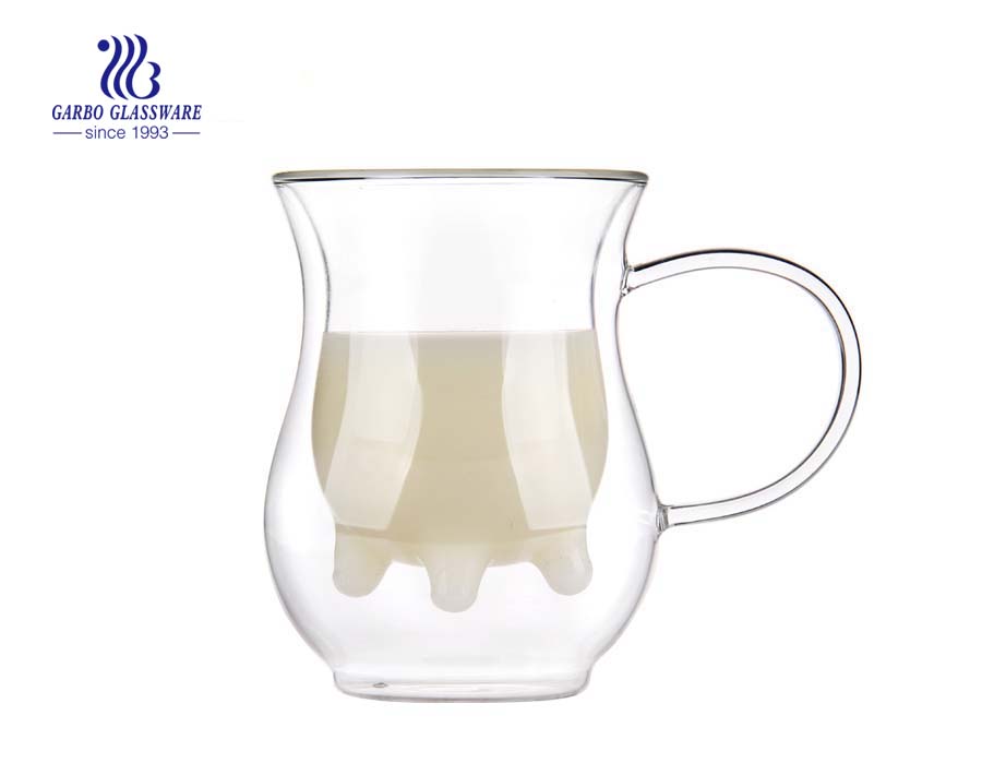 Heat-Resistant Double Glass Cup With Handle Double Wall Glass Milk Cup 