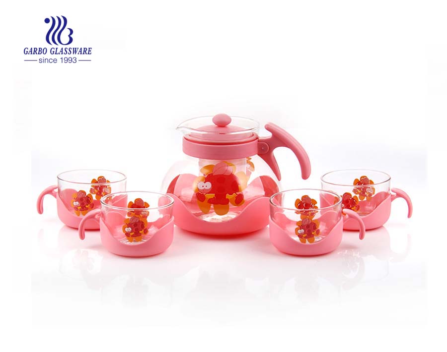 Vente chaude 4 pcs verre thé pot potable ensemble avec infuseur en acier amovible