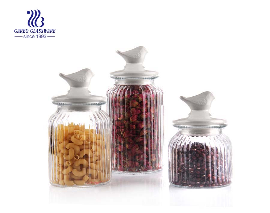 3 pcs set airtight glass candy  jar with lid 