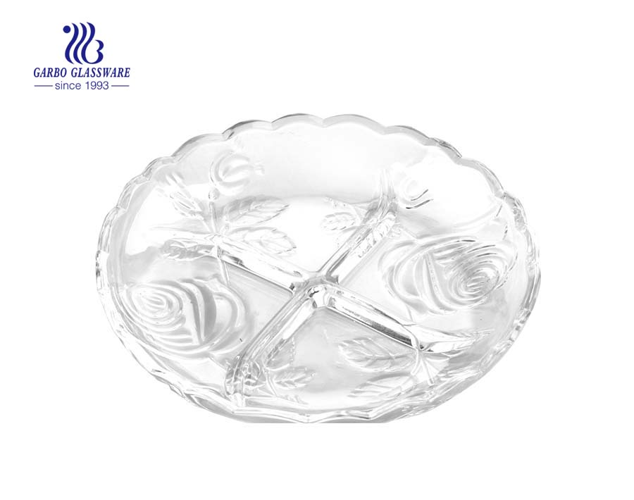 8.5 pouces assiettes à manger en verre transparent bon marché fabriquées en Chine