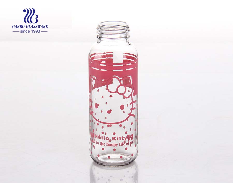 311ml Machine made glass water bottle with decals