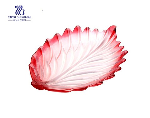 Glass fruit plate with leave shape design