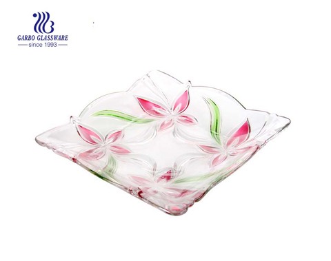 Glass fruit plate with square shape