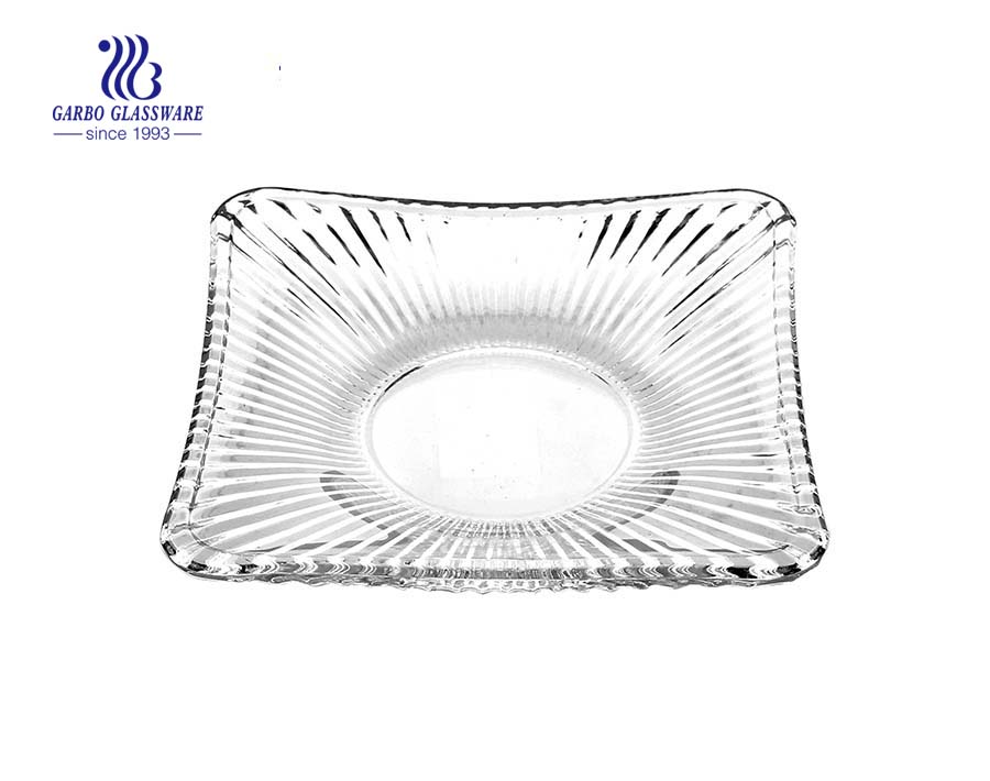 Glass fruit plate with square shape