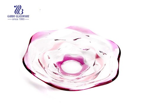 14'' Glass fruit bowl with partly sprayed color