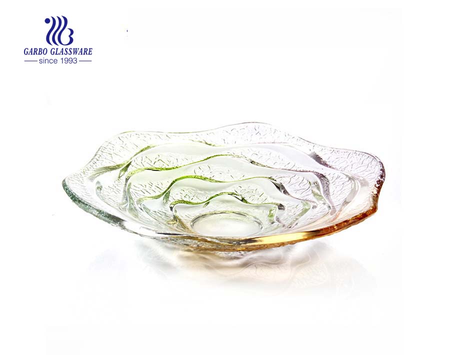 14'' Glass fruit bowl with partly sprayed color