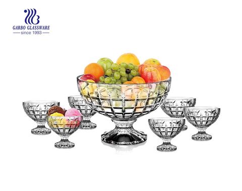 Mobiliário doméstico de vidro decorativo estilo Médio Oriente conjunto tigela de frutas 7 PCS