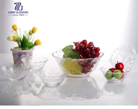 7pcs Cheap classic colorful serving dish glass fruit bowl set