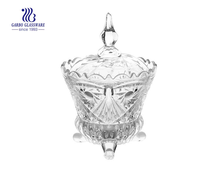 High Quality Footed  Glass Candy Pot