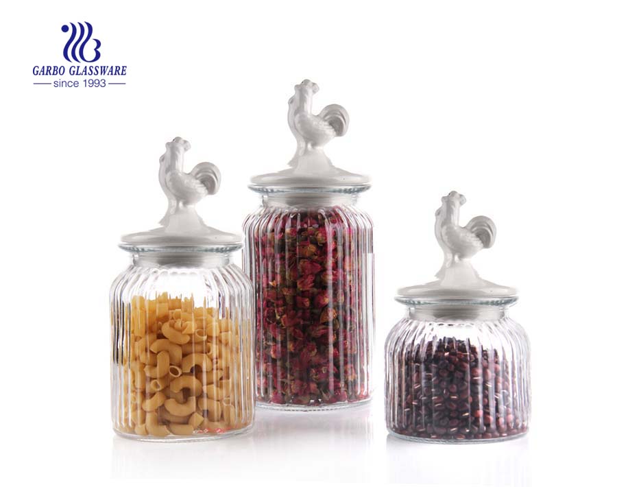 1000ml glass kitchen storage jars  3 pcs set 