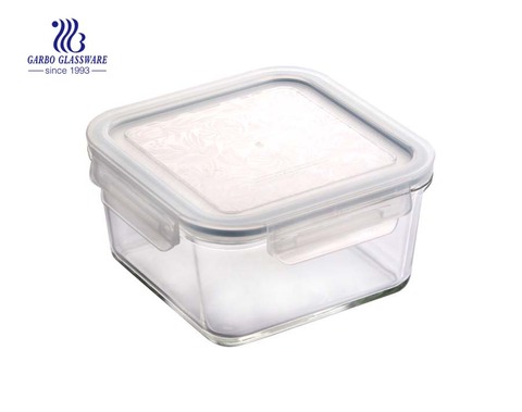 Recipientes de vidro do alimento do quadrado do borosilicato 1.1L alto