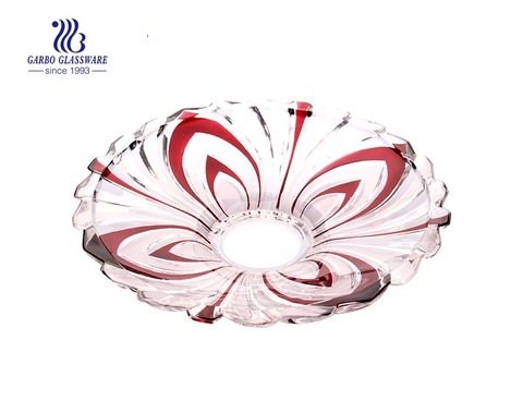 Glass fruit plate with partial spray color design