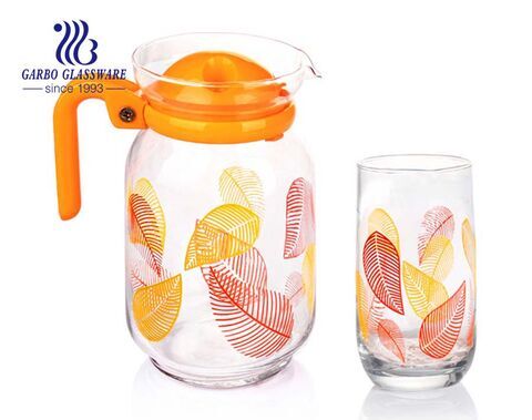 custom printing glass drinking pitcher set with 6pcs glass cup 