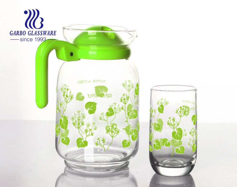 custom printing glass drinking pitcher set with 6pcs glass cup 