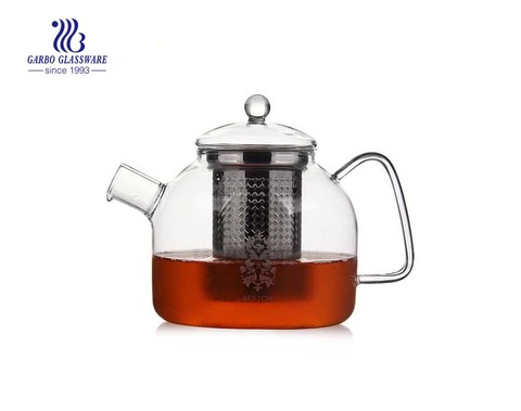 304 Edelstahlaufguss Borosilikatglas Teekanne 1L