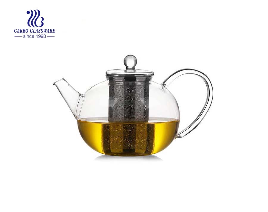 304 Stainless steel infuser borosilicate glass teapot 1L