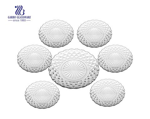 9 INCH glass dessert plates with fancy flowers printing