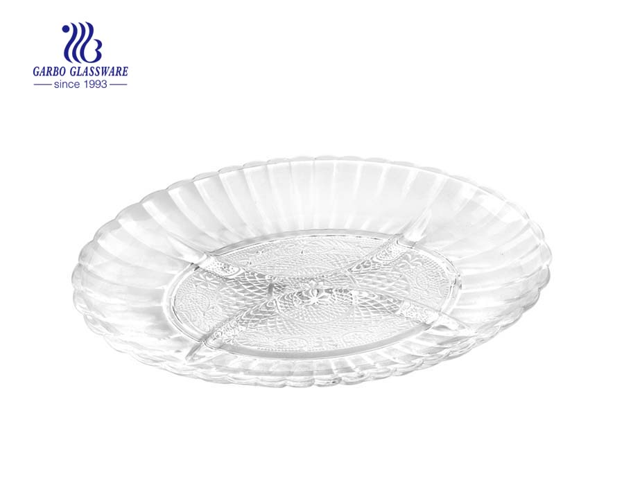 9 INCH glass dessert plates with fancy flowers printing