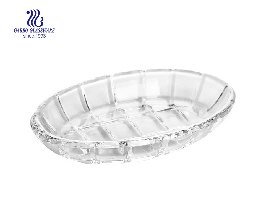 Forma oval de 6.5 polegadas de vidro transparente festa placas salada pratos atacado