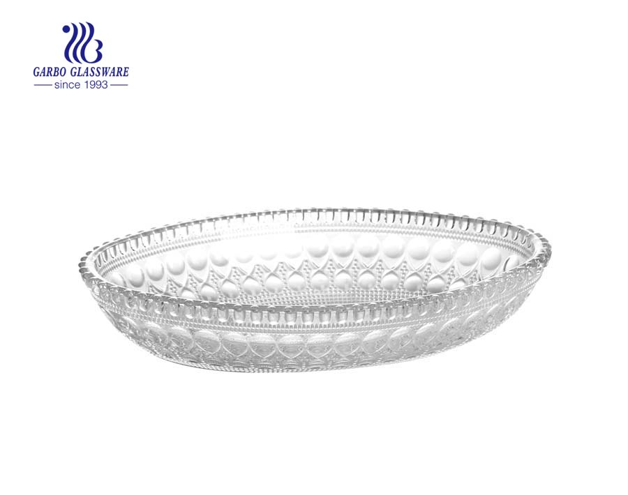 Bán buôn đĩa salad bằng kính trong suốt 6.5 inch hình bầu dục