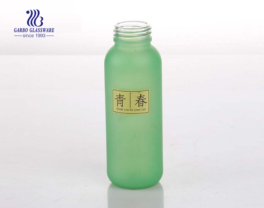 300ml frost colorful glass bottle for drinking water