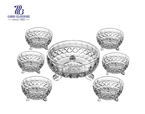 Lunar design 7 pcs glass bowl set for ice-cream nuts fruits