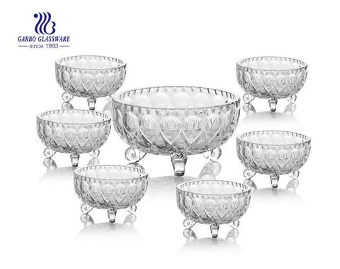 Lunar design 7 pcs glass bowl set for ice-cream nuts fruits