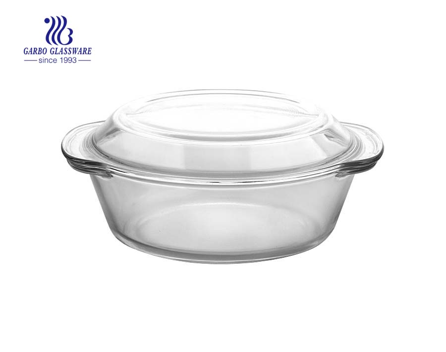 China manafacture 2L baking glass pot with lid and flower decal