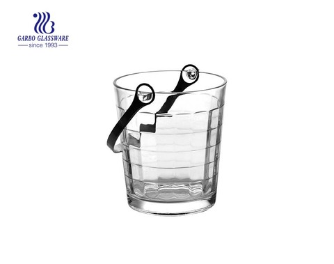 low price glass ice bucket with tong 