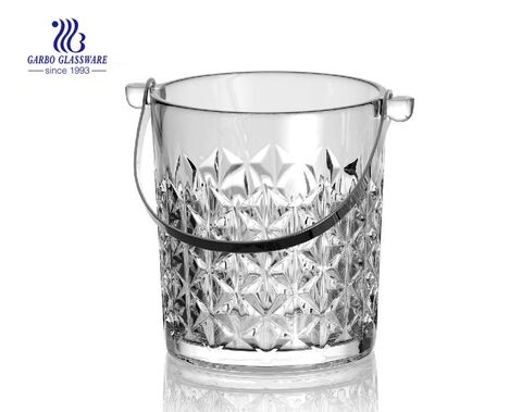 Customized 1000ml cut glass ice bucket 