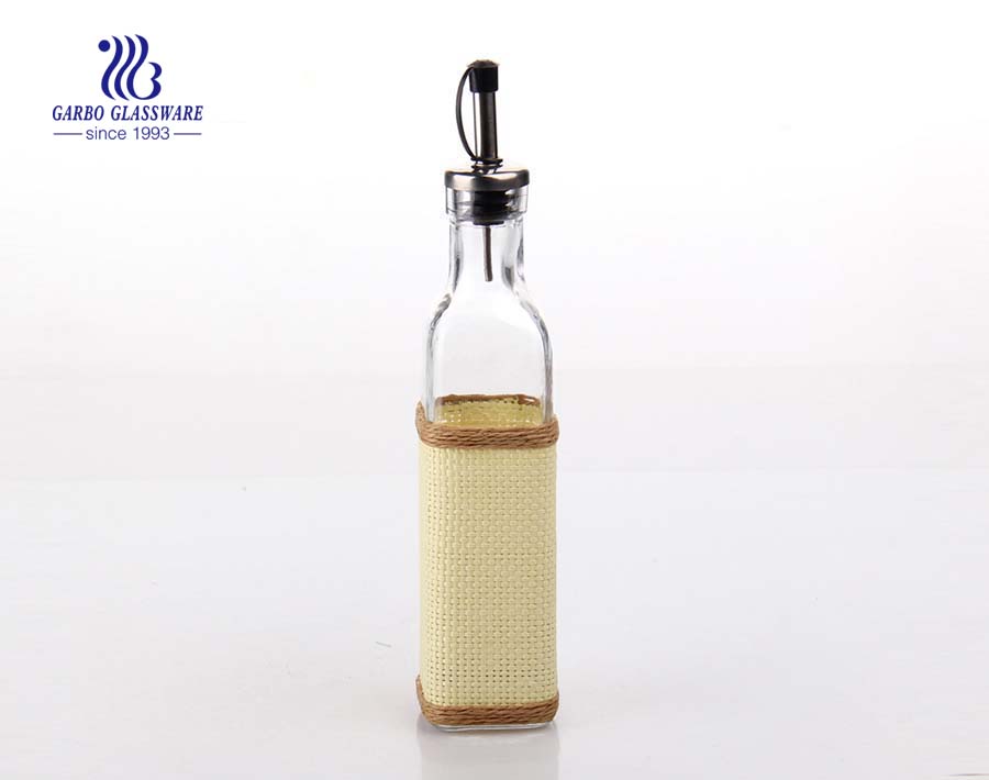 420ml Clear glass oil bottle with cover