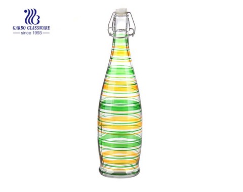 1L High quality machine made spray color glass bottle