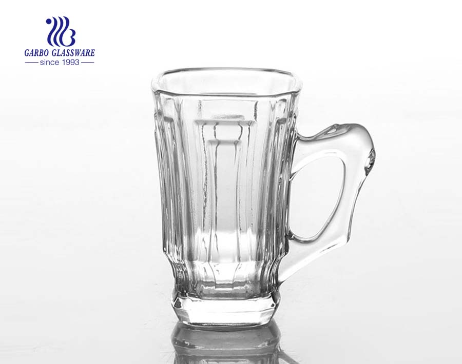 Export clear glass tea mug with handle