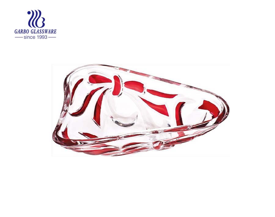 Glass Fruit Bowl with Sprayed Bowknot Design 