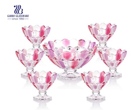 Sprühfarbe Raute Design 7 Stk. Fuß Glasschale Set Großhandel Glasschalen