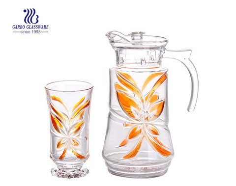 Uruguay Glaswaren Hot Sale Multi Farbe 7pcs Glas Wasser Trinkset für zu Hause