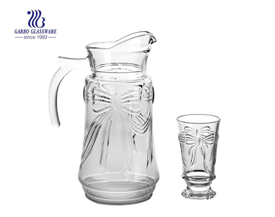 Uruguay glassware Hot sale multi color 7pcs glass water drinking set for home