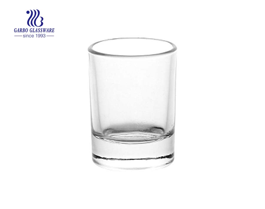 1oz Clear shot glas with thick foot for wine drinking 