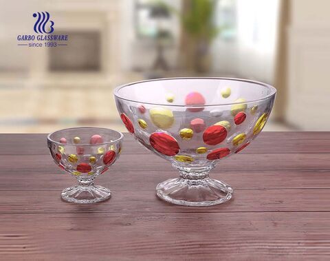 Decorative colorful 7PCS glass fruit bowl set for ice cream