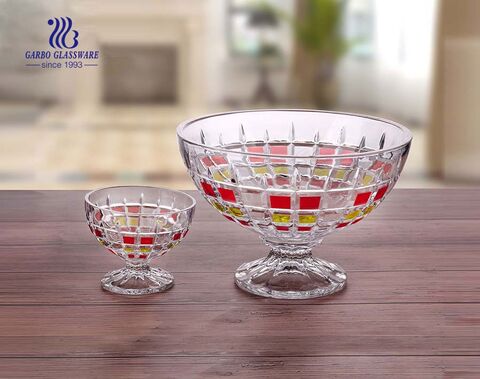 Decorative colorful 7PCS glass fruit bowl set for ice cream