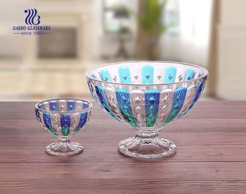 Decorative colorful 7PCS glass fruit bowl set for ice cream