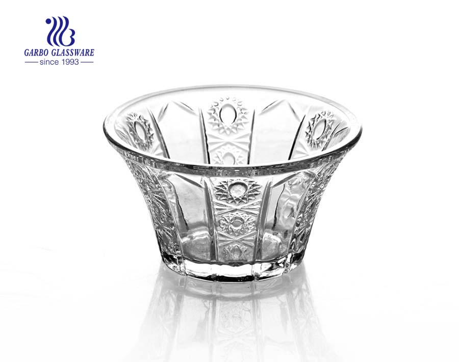 5.5 inch V shape glass salad bowl fancy customized printing